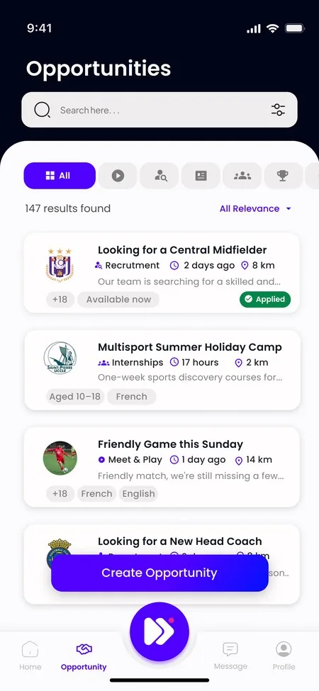 Les opportunités dans l’application mobile Fiftee